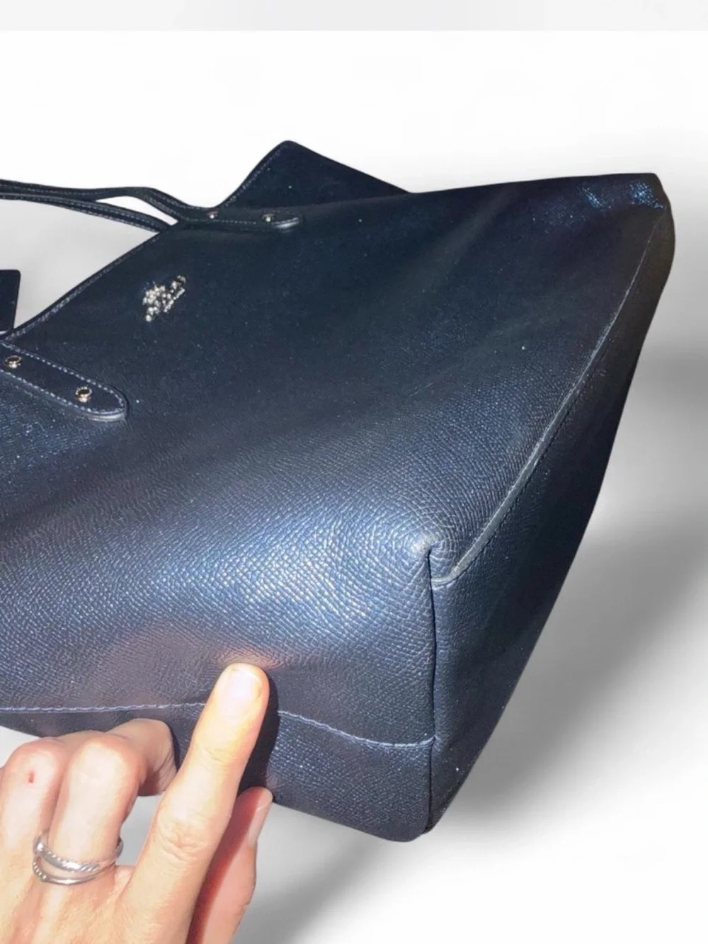 Iridescent Blue-Black Coach City Zip-Top Tote